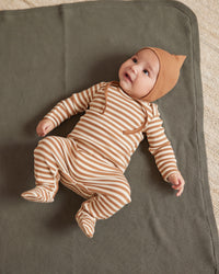 Thumbnail for Quincy Mae Ribbed Footie, Cinnamon Stripe