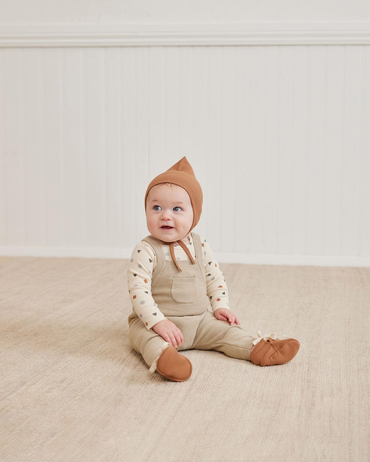 Quincy Mae Organic Knit Overalls, Sand