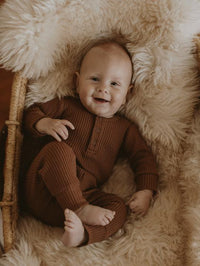 Thumbnail for The Simple Folk Ribbed Onesie, Camel