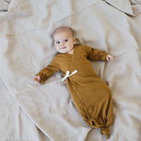 Thumbnail for KidWild Organic Baby Kimono Gown, Curry
