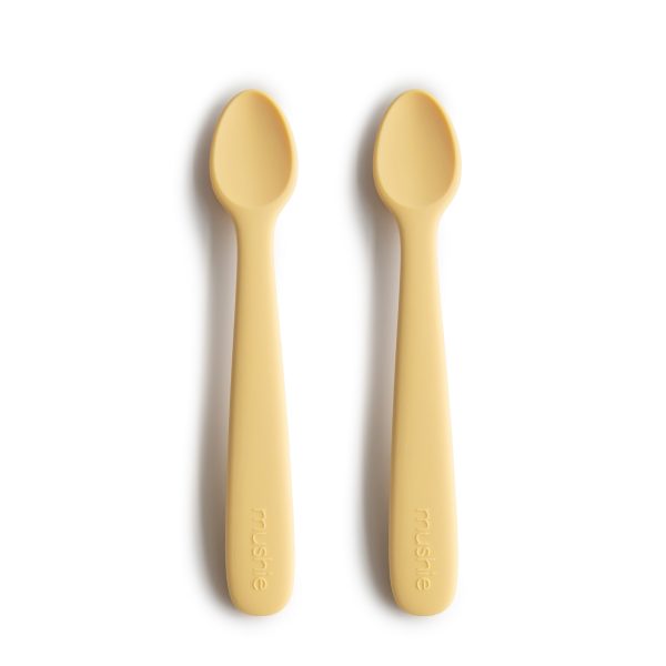 Mushie Silicone Feeding Spoons, Daffodil (2-Pack)
