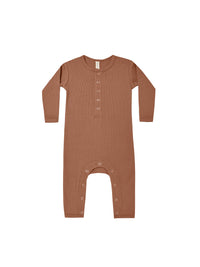 Thumbnail for Quincy Mae Ribbed Longsleeve Jumpsuit, Clay