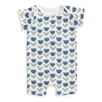 Thumbnail for Winter Water Factory Summer Romper Tulips Blue