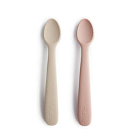 Thumbnail for Mushie Silicone Feeding Spoons, Blush/Sifting Sand