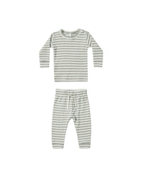 Thumbnail for Quincy Mae Waffle Top + Pant Set, Sky Stripe