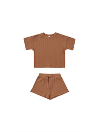 Thumbnail for Quincy Mae Waffle Tee + Short Set, Clay