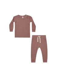 Thumbnail for Quincy Mae Waffle Top + Pant Set, Fig