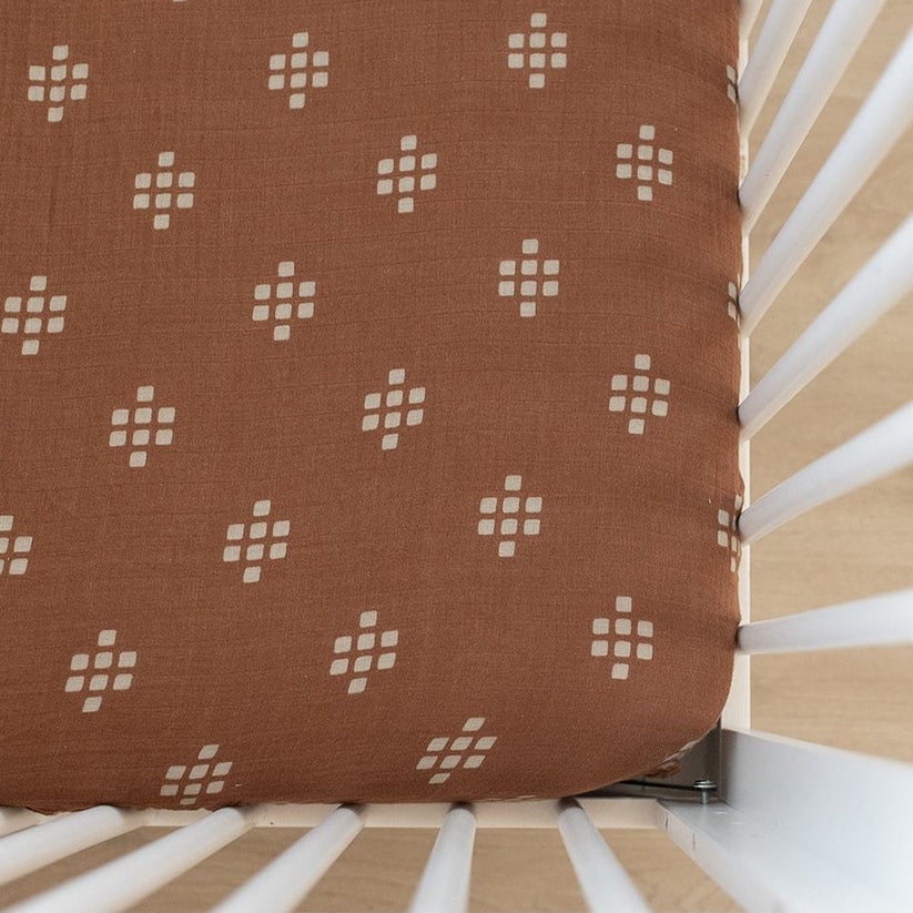 Mebie Baby Muslin Crib Sheet, Chestnut Textiles