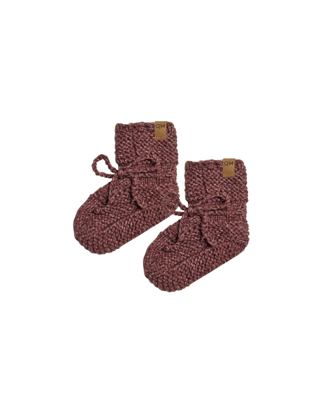 Quincy Mae Heathered Knit Booties, Heathered Plum