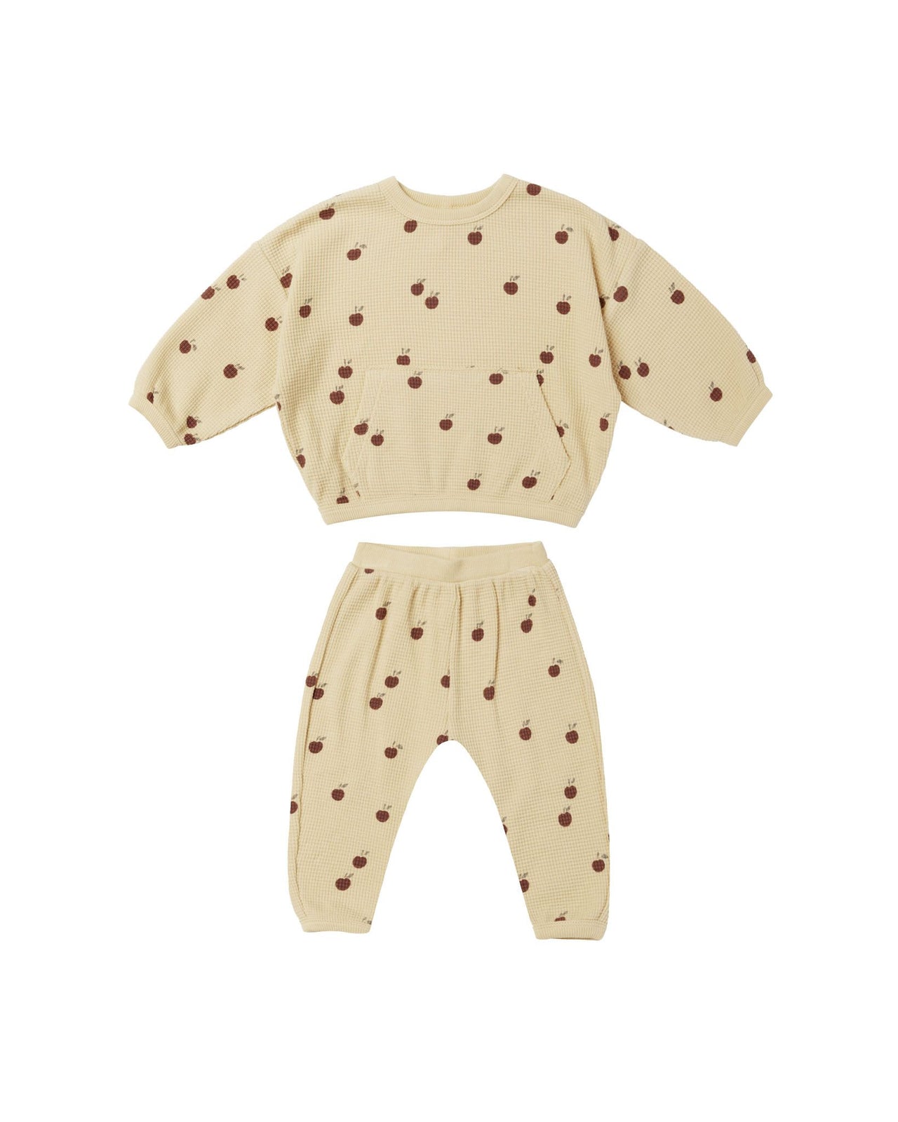 Quincy Mae Waffle Top + Pant Set, Apples