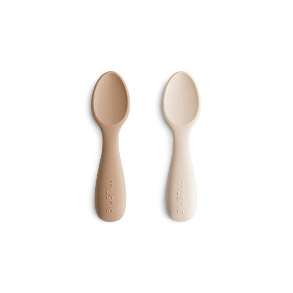 Mushie Silicone Toddler Spoons, Natural/Shifting Sand
