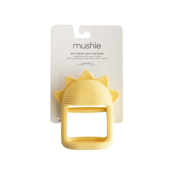 Mushie No-drop Teether, Yellow Sun