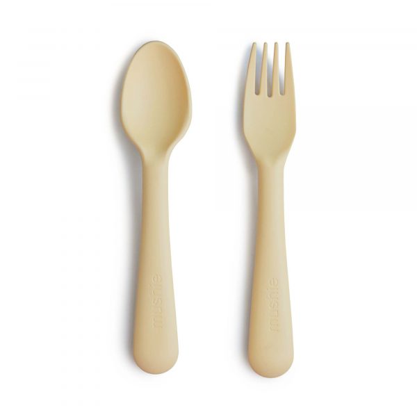 Mushie Fork and Spoon Set, Daffodil