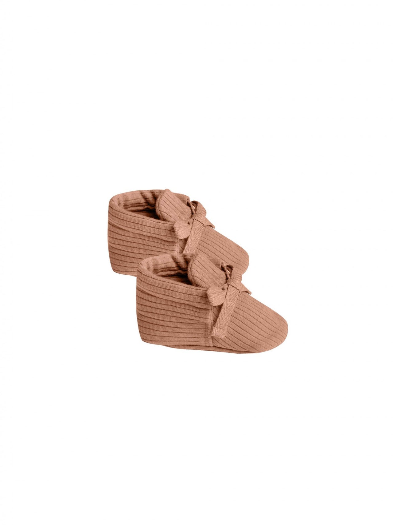 Quincy Mae Ribbed Baby Booties, Terracotta
