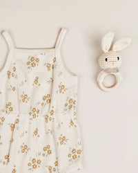 Thumbnail for Quincy Mae Waffle Cinch Romper, Honey Flower
