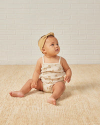 Thumbnail for Quincy Mae Waffle Cinch Romper, Honey Flower