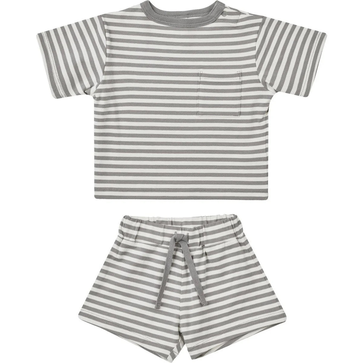 Quincy Mae Boxy Tee + Short Set, Lagoon Stripe