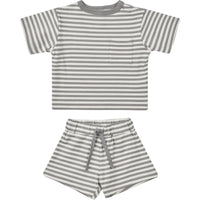 Thumbnail for Quincy Mae Boxy Tee + Short Set, Lagoon Stripe