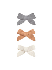 Thumbnail for Quincy Mae Bow + Clip | Set of 3 (Lagoon, Melon, Ivory)