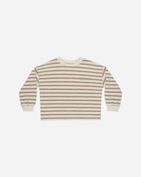 Thumbnail for Rylee + Cru Relaxed Long Sleeve Tee, Saddle Stripe