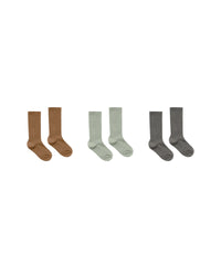 Thumbnail for Rylee + Cru Ribbed Socks, Rust-Agave-Charcoal