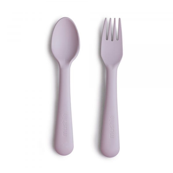 Mushie Fork and Spoon Set, Lilac