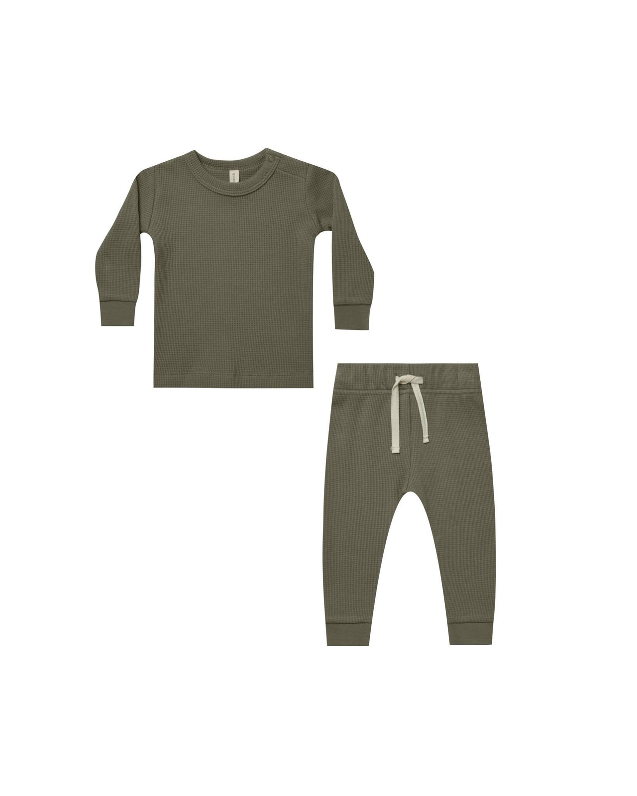 Quincy Mae Waffle Top + Pant Set, Forest