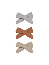 Thumbnail for Quincy Mae Bow + Clip | Set of 3 (Periwinkle, Clay, Oat)