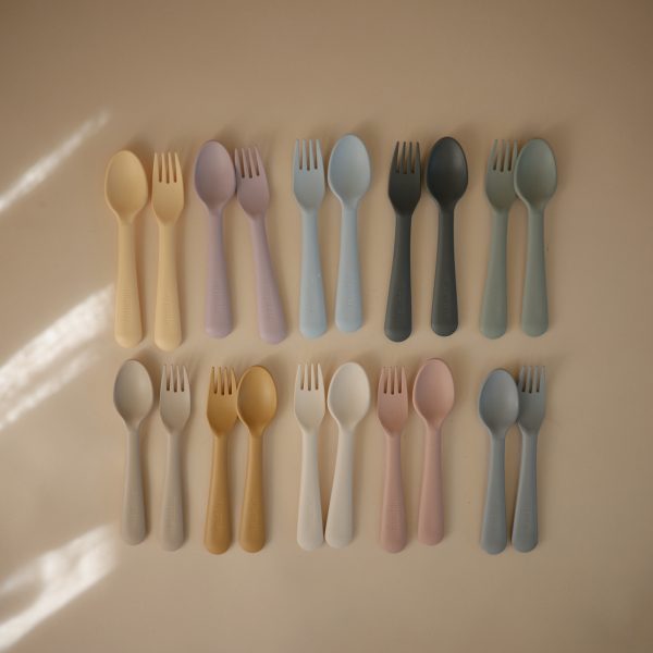Mushie Fork and Spoon Set, Lilac