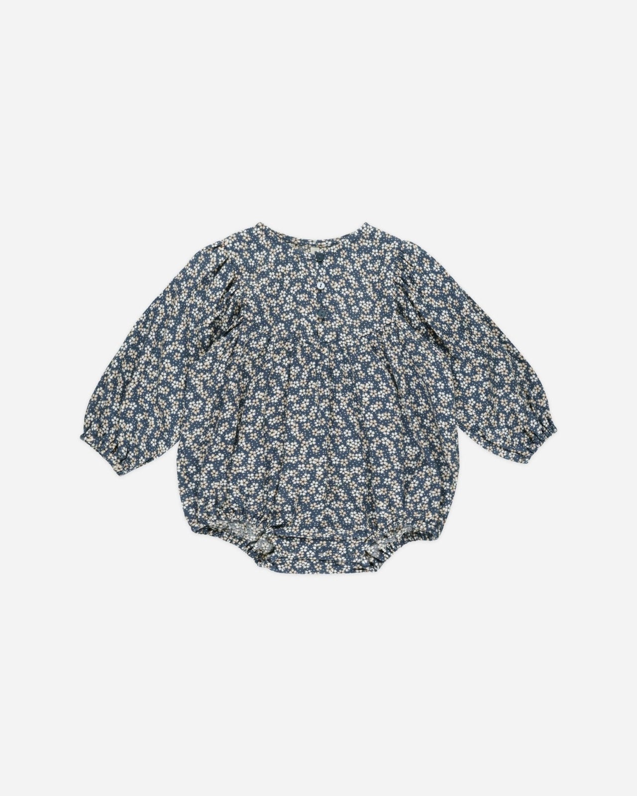 Rylee + Cru Longsleeve Romper, Blue Floral
