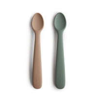Thumbnail for Mushie Silicone Feeding Spoons, Dried Thyme/Natural (2-Pack)