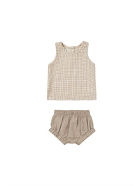 Thumbnail for Quincy Mae Woven Tank + Short, Oat Gingham