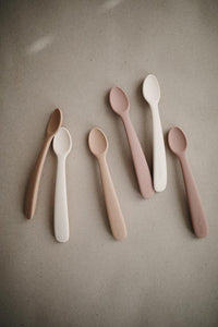 Thumbnail for Mushie Silicone Feeding Spoons, Blush/Sifting Sand