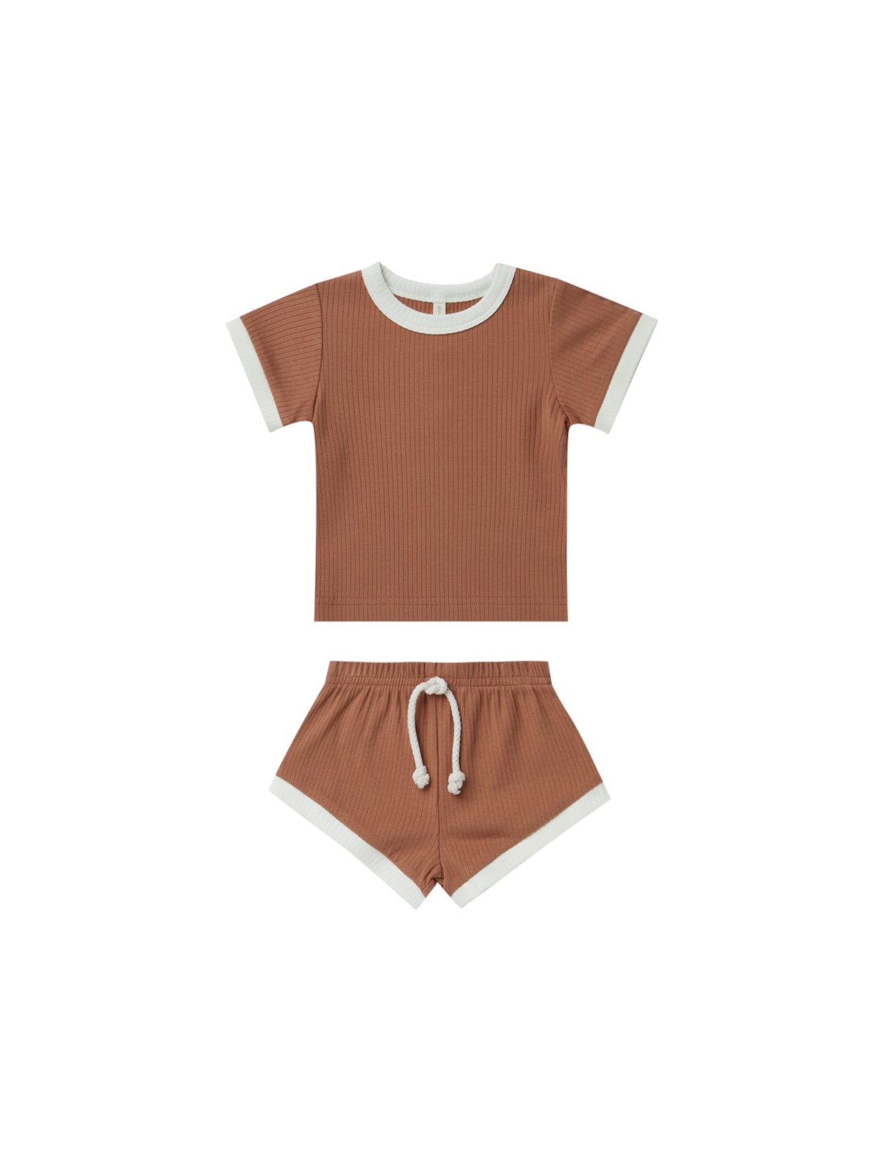 Quincy Mae Organic Ribbed Shortie Set, Amber