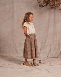 Thumbnail for Rylee + Cru Tiered  Midi Skirt, Chocolate Floral