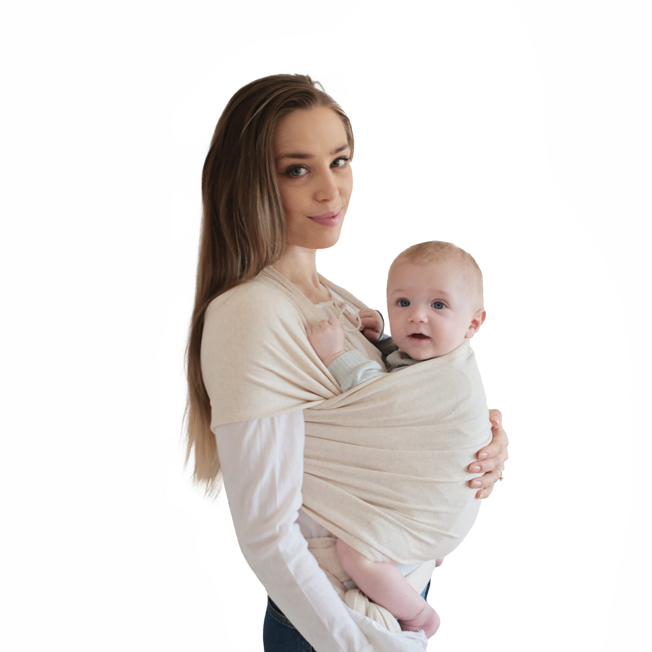 Mushie Organic Baby Wrap, Beige Melange