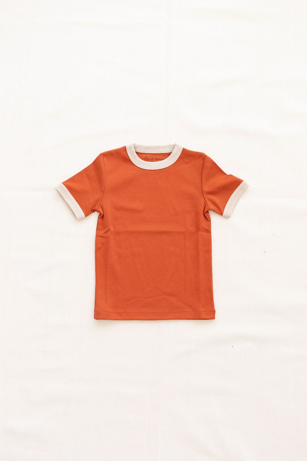 Fin & Vince Vintage Tee, Red Rock/Oatmeal Trim