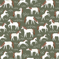 Thumbnail for Winter Water Factory Calgary Dress, Horses Forest Green