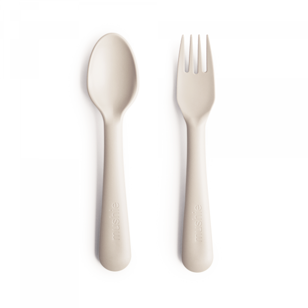 Mushie Fork and Spoon Set, Ivory