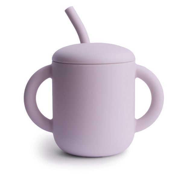Mushie Silicone Training Cup + Straw, Lilac