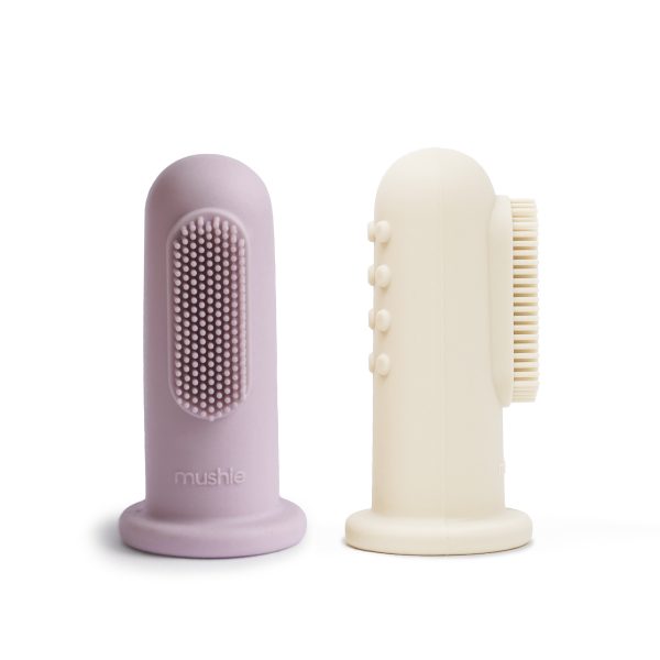 Mushie Finger Toothbrush, Lilac/Ivory