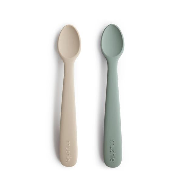 Mushie Silicone Feeding Spoons, Cambridge Blue/Shifting Sand