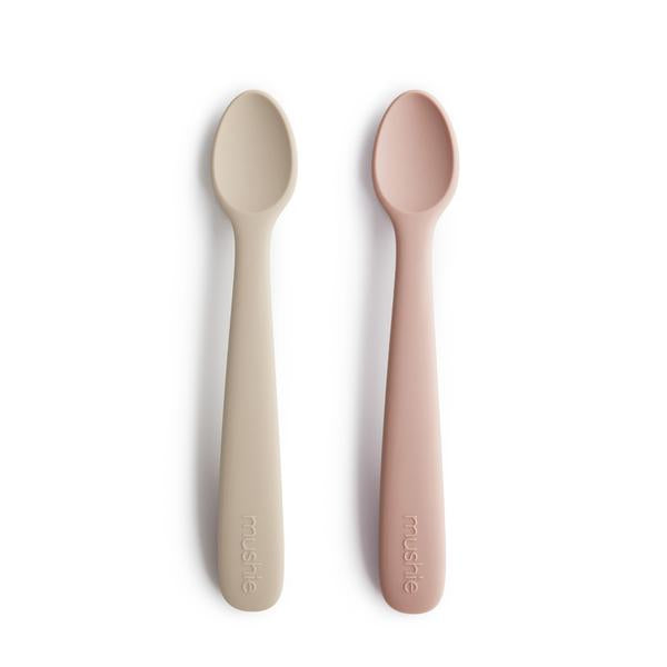 Mushie Silicone Feeding Spoons, Blush/Sifting Sand