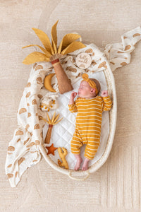 Thumbnail for Kiin Baby Organic Cotton Swaddle, Rainbow Ivory + Umber