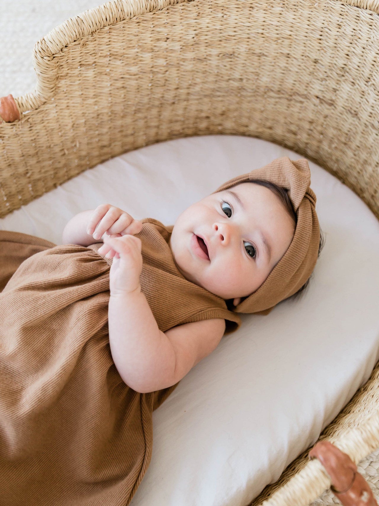 Quincy Mae Organic Ribbed Baby Turban, Copper