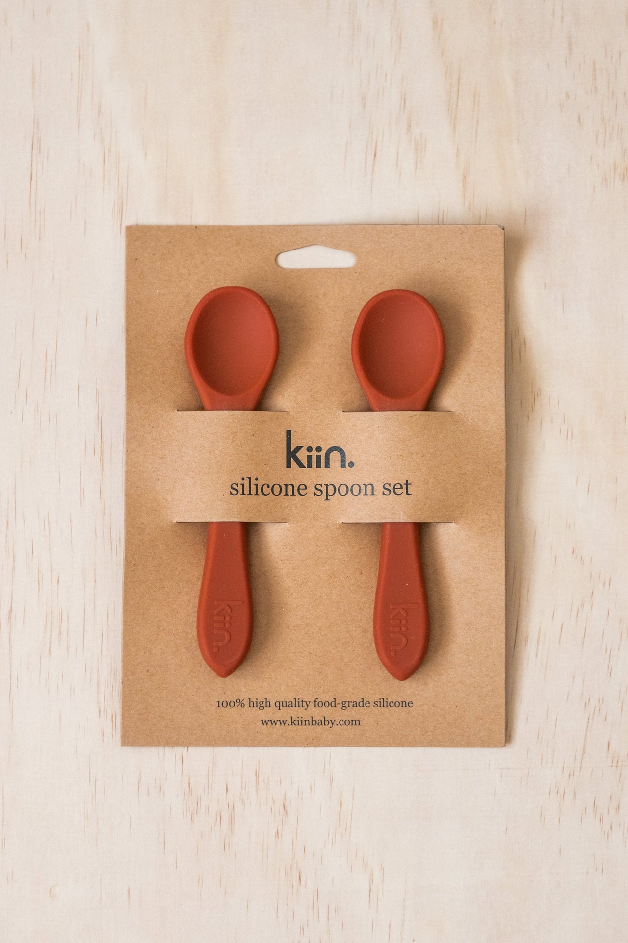 Kiin Baby Silicone Spoon Set, Rust